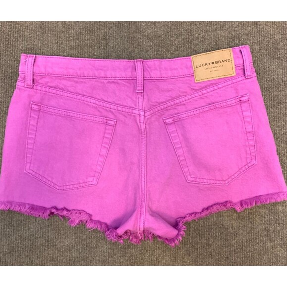 Lucky Brand Shorts Womens 12/31 Mid Rise Cut-Off Pink Denim Beach Pool Summer - Picture 2 of 10